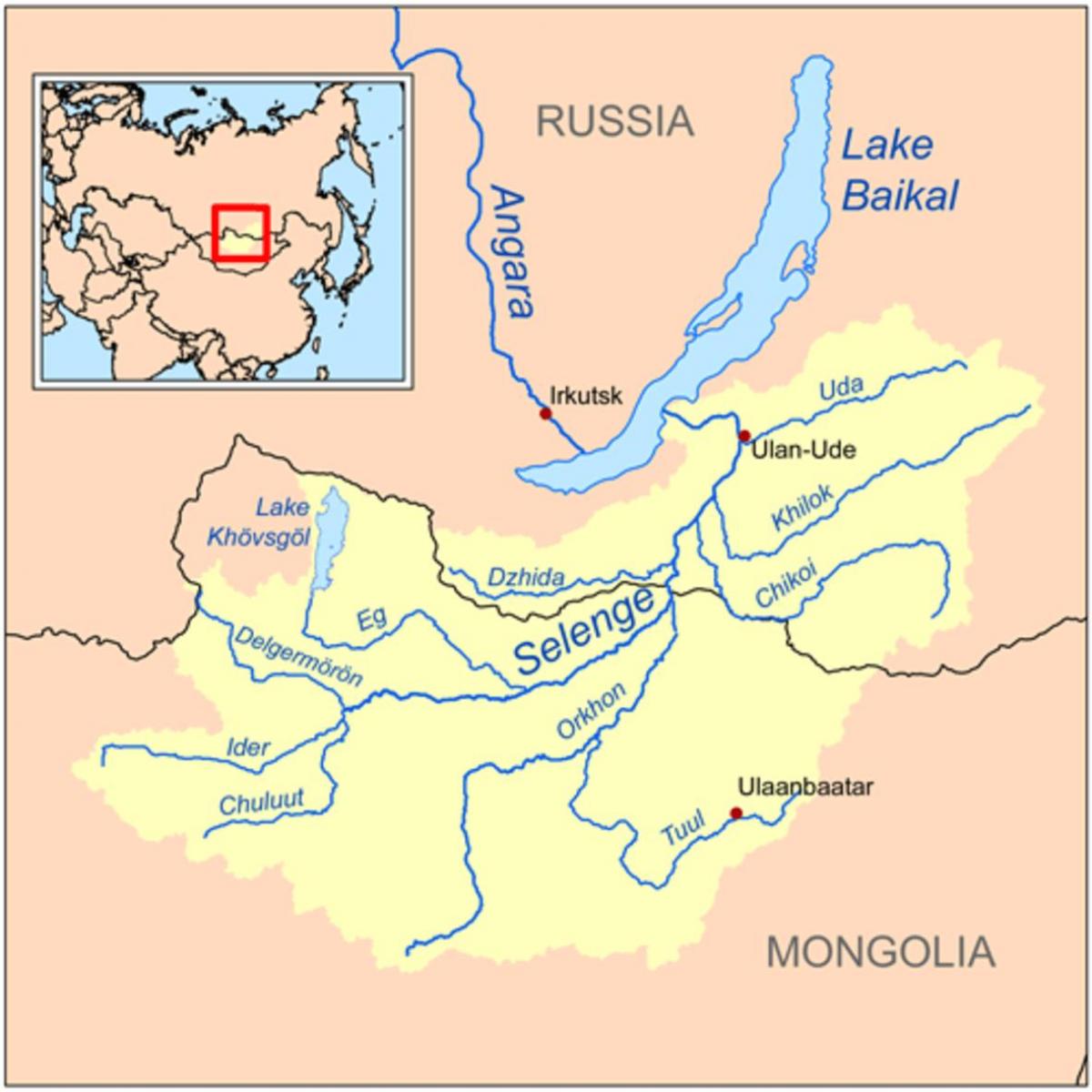 નકશો મંગોલિયા નદી