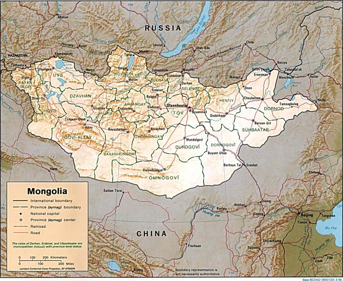 મંગોલિયા ભૌગોલિક નકશો