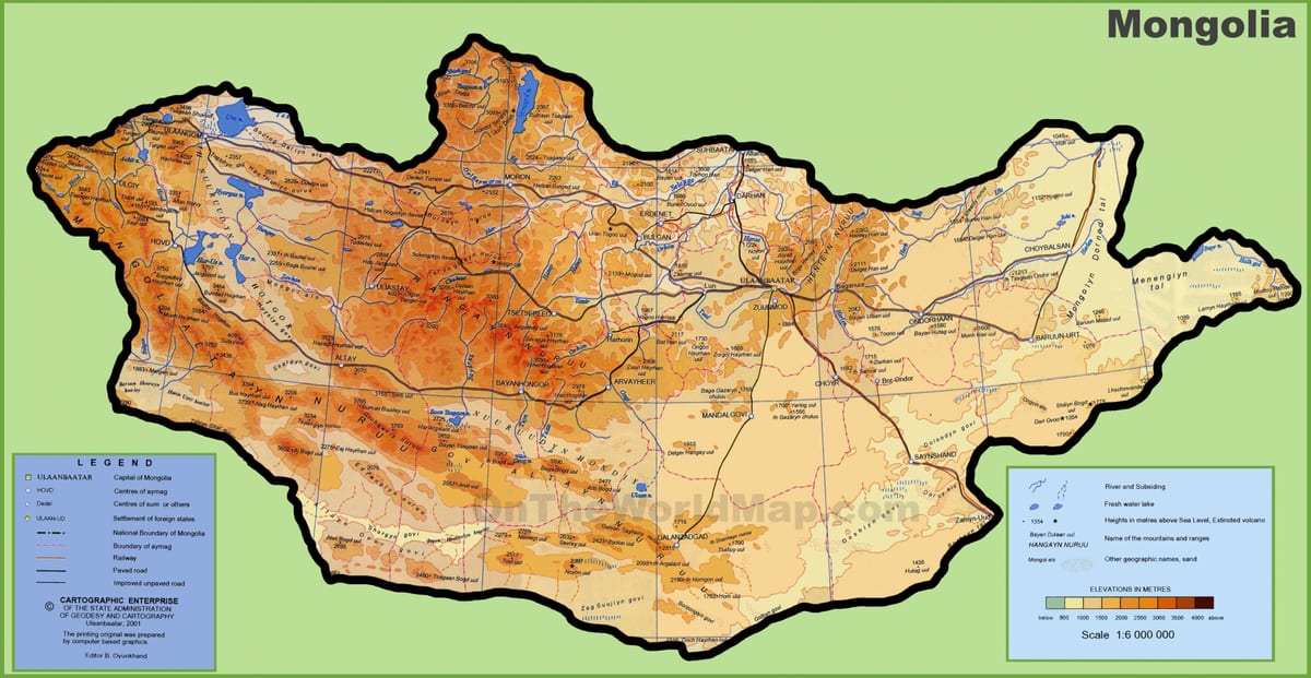 મંગોલિયા નકશો સ્થાન