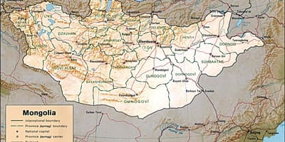 મંગોલિયા ભૌગોલિક નકશો