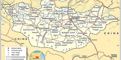 મંગોલિયા પ્રવાસી નકશો